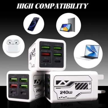 Bộ sạc nhanh 240W 4USB Anh-Mỹ-EU, đầu cắm tường, trạm sạc đa thiết bị - giá 179.300 VND 9