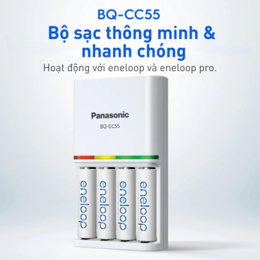 Bộ sạc nhanh 2h Panasonic K-KJ55MC40V3 kèm 4 viên pin eneloop AA trắng - Giá chỉ 889.000₫ 3