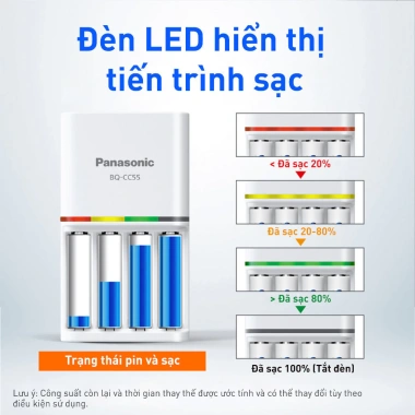 Bộ sạc nhanh 2h Panasonic K-KJ55MC40V3 kèm 4 viên pin eneloop AA trắng - Giá chỉ 889.000₫ 5
