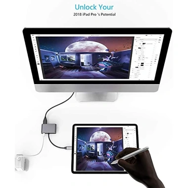 Bộ Sạc Nhanh 4 Trong 1 Type-C HDMI 4K USB3.0 PD Hub Màn Hình Kép - Giá 324.500₫