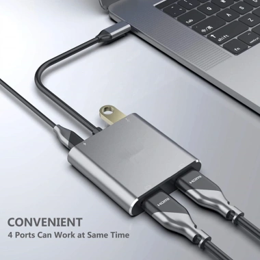 Bộ Sạc Nhanh 4 Trong 1 Type-C HDMI 4K USB3.0 PD Hub Màn Hình Kép - Giá 324.500₫