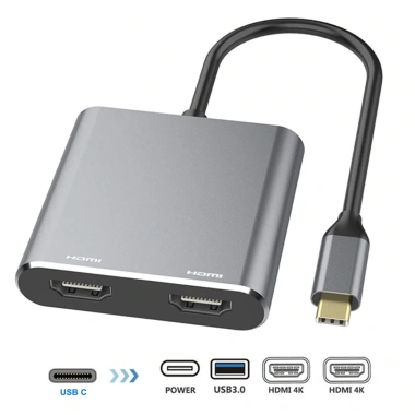 Bộ Sạc Nhanh 4 Trong 1 Type-C HDMI 4K USB3.0 PD Hub Màn Hình Kép - Giá 324.500₫