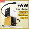 Bộ sạc nhanh 65W GaN cổng kép USB‑C, cáp tích hợp, hỗ trợ EU/US/UK - Đầu sạc du lịch