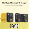 Bộ sạc nhanh 65W GaN cổng kép USB‑C, cáp tích hợp, hỗ trợ EU/US/UK - Đầu sạc du lịch 4