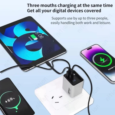 Bộ sạc nhanh 65W GaN cổng kép USB‑C, cáp tích hợp, hỗ trợ EU/US/UK - Đầu sạc du lịch 5 Bộ sạc nhanh 65W GaN cổng kép USB‑C, cáp tích hợp, hỗ trợ EU/US/UK - Đầu sạc du lịch 5