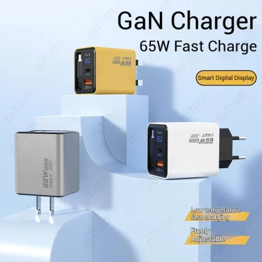 Bộ sạc nhanh 65W GaN cổng kép USB‑C, cáp tích hợp, hỗ trợ EU/US/UK - Đầu sạc du lịch 7 Bộ sạc nhanh 65W GaN cổng kép USB‑C, cáp tích hợp, hỗ trợ EU/US/UK - Đầu sạc du lịch 7