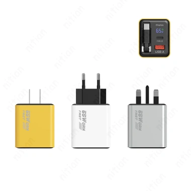 Bộ sạc nhanh 65W GaN cổng kép USB‑C, cáp tích hợp, hỗ trợ EU/US/UK - Đầu sạc du lịch 8 Bộ sạc nhanh 65W GaN cổng kép USB‑C, cáp tích hợp, hỗ trợ EU/US/UK - Đầu sạc du lịch 8