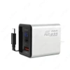 Bộ sạc nhanh 65W GaN cổng kép USB‑C, cáp tích hợp, hỗ trợ EU/US/UK - Đầu sạc du lịch 9