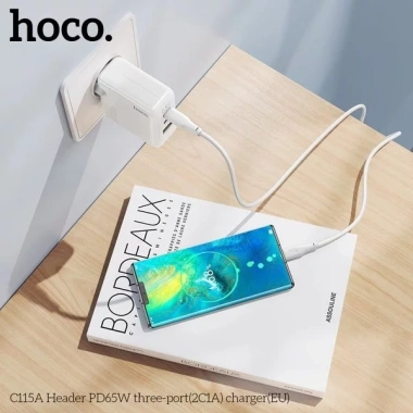 Bộ Sạc Nhanh 65W Hoco 3 Cổng (2 PD Type-C + 1 QC3.0) - Sạc Laptop & Điện Thoại, Giá Ưu Đãi 283k 3
