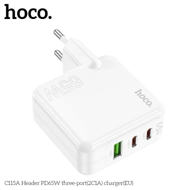 Bộ Sạc Nhanh 65W Hoco 3 Cổng (2 PD Type-C + 1 QC3.0) - Sạc Laptop & Điện Thoại, Giá Ưu Đãi 283k 8