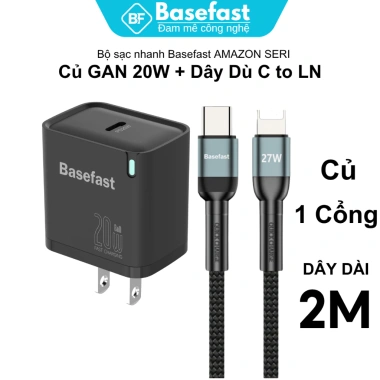 Bộ sạc nhanh Basefast B26 20W PD kèm cáp bọc dù bền cho iPhone 8 Plus, XS, 11-14 Pro - giá 209.000 VND 5