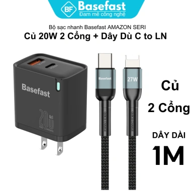 Bộ sạc nhanh Basefast B26 20W PD kèm cáp bọc dù bền cho iPhone 8 Plus, XS, 11-14 Pro - giá 209.000 VND 10