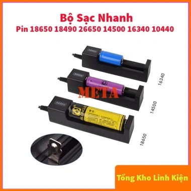 Bộ sạc nhanh đa năng Pin 18.650 18.490 26.650 14.500 16.340 10.440, tự ngắt, đèn báo % pin, dòng 2-3A, giá 25.409 VND