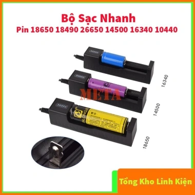 Bộ sạc nhanh đa năng Pin 18.650 18.490 26.650 14.500 16.340 10.440, tự ngắt, đèn báo % pin, dòng 2-3A, giá 25.409 VND