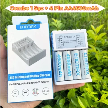 Bộ sạc nhanh Enemax 4 pin AA 4.600mAh + 4 pin AAA 2.600mAh - Sạc nhiều lần, Tiết kiệm, An toàn, Giá 229.000đ