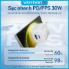Bộ sạc nhanh GaN Vention 30W/20W USB‑C PD + USB 2 cổng QC4.0, hỗ trợ Samsung Android, BH 12 tháng 2