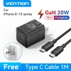 Bộ sạc nhanh GaN Vention 30W/20W USB‑C PD + USB 2 cổng QC4.0, hỗ trợ Samsung Android, BH 12 tháng 9