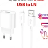 Bộ sạc nhanh Hoco C109 PD18W QC3.0 USB to IP cho iPhone 6 7 8 X 11 12 13 14, dây siêu bền 100cm, giá 89.000đ