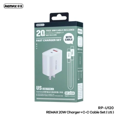 Bộ sạc nhanh Remax Kiddy Series RP-U120 20W 1 USB và 1 Type C, giá chỉ 125.000₫