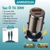 Bộ sạc ô tô 30W sạc nhanh vỏ kim nhôm mini, cáp Type‑C 1m, bảo hành 24 tháng - Giá 57.000₫