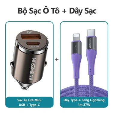 Bộ sạc ô tô 30W sạc nhanh vỏ kim nhôm mini, cáp Type‑C 1m, bảo hành 24 tháng - Giá 57.000₫ 9