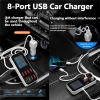 Bộ sạc ô tô 8 cổng PD & QC3.0 Hub USB 40W cho điện thoại, máy tính xách tay - Giá ưu đãi 864k