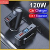 Bộ sạc ô tô đa cổng 5 trong 1 120W QC3.0 và Type C 12-24V màn hình hiển thị điện áp - Giá ưu đãi 242.557₫