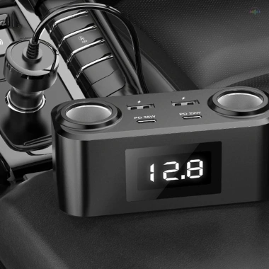 Bộ sạc ô tô PD QC3.0 2 ổ 12-24V có đèn LED phát hiện điện áp cho xe tải SUV 2