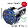 Bộ sạc ô tô USB 4 cổng 300W QC3.0 PD Type C màn hình kỹ thuật số, phát hiện điện áp