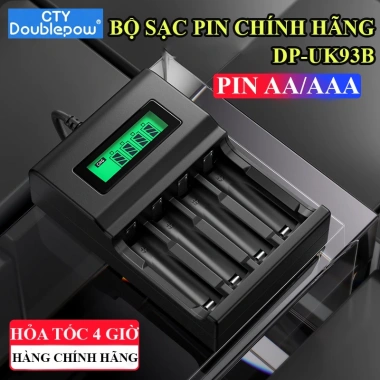 Bộ sạc pin 1.2V AA/AAA UK93B Doublepow - Sạc thông minh tự ngắt, LCD, chính hãng, giảm giá 22%