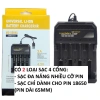 Bộ sạc pin 4 đa năng FERADO 3.7‑4.2V, phích cắm tiện lợi, đèn báo đầy tự ngắt, sạc viên 4 ngăn có dây - 29.900₫ 2