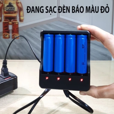Bộ sạc pin 4 đa năng FERADO 3.7‑4.2V, phích cắm tiện lợi, đèn báo đầy tự ngắt, sạc viên 4 ngăn có dây - 29.900₫ 7