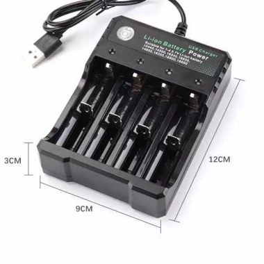 Bộ sạc pin 4 khe tự động ngắt & bật sáng, hỗ trợ 18.650, AA, Li‑ion – Giá 60.000₫