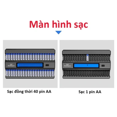 Bộ Sạc Pin AA 40 Viên Chính Hãng - Sạc Nhanh, Tự Ngắt, Dành Cho Micro Karaoke, Giá Ưu Đãi 1.199.000₫