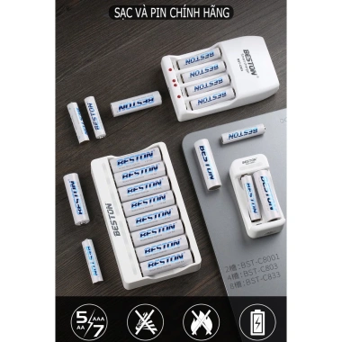 Bộ sạc pin AA AAA Beston C807B chính hãng - Pin sạc đa năng, giá chỉ 49.000₫ 2