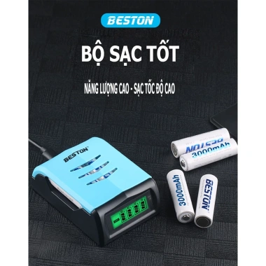 Bộ sạc pin AA AAA Beston C9.001 LCD tự ngắt - Chính hãng, mua lẻ hoặc combo 5