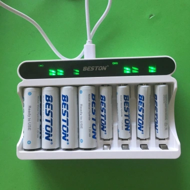 Bộ sạc pin AA AAA Beston C9.024L 8 cổng sạc nhanh, ngắt khi đầy, LED thông minh 7
