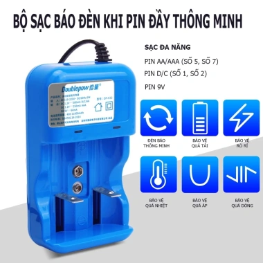Bộ sạc pin AA AAA C D 9V Doublepow K32 - Tự ngắt, báo đèn pin đầy, giá tốt 110k 2