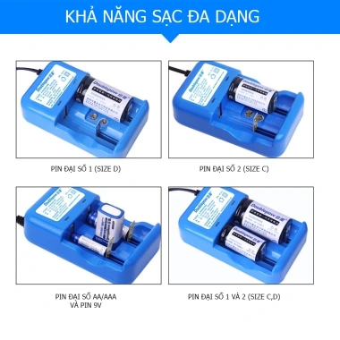 Bộ sạc pin AA AAA C D 9V Doublepow K32 - Tự ngắt, báo đèn pin đầy, giá tốt 110k 5