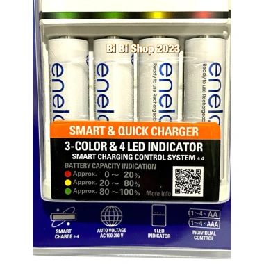 Bộ sạc pin AA AAA Panasonic Eneloop nhanh tự ngắt 1.5h, kèm 4 pin AA 2.000mAh và hộp bảo quản - 210.000₫