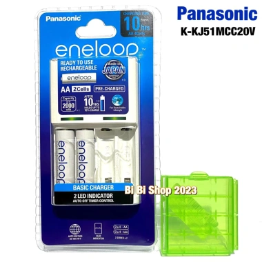 Bộ sạc pin AA AAA Panasonic Eneloop nhanh tự ngắt 1.5h, kèm 4 pin AA 2.000mAh và hộp bảo quản - 210.000₫