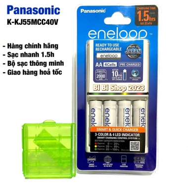 Bộ sạc pin AA AAA Panasonic Eneloop nhanh tự ngắt 1.5h, kèm 4 pin AA 2.000mAh và hộp bảo quản - 210.000₫ 10 Bộ sạc pin AA AAA Panasonic Eneloop nhanh tự ngắt 1.5h, kèm 4 pin AA 2.000mAh và hộp bảo quản - 210.000₫ 10
