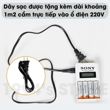 Bộ sạc pin AA AAA Sony 4 chỗ 2A/3A, sạc nhanh tự ngắt, LED báo trạng thái 65.000 VND