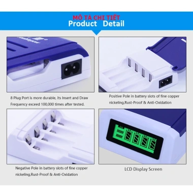 Bộ sạc pin AA Doublepow DP-K209 Xanh tự ngắt LCD công suất cao - Giá 194.000₫