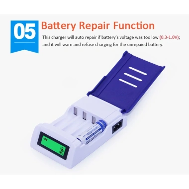 Bộ sạc pin AA Doublepow DP-K209 Xanh tự ngắt LCD công suất cao - Giá 194.000₫
