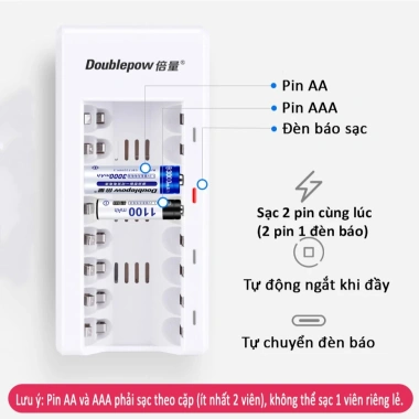 Bộ Sạc Pin AA/AAA 8 Khe Doublepow K18 - Đèn Báo, Dùng cho Micro, Đồ Chơi, Giá 140k 3 Bộ Sạc Pin AA/AAA 8 Khe Doublepow K18 - Đèn Báo, Dùng cho Micro, Đồ Chơi, Giá 140k 3