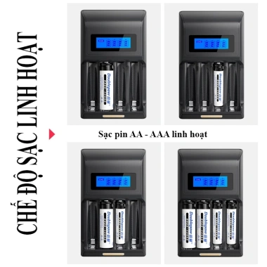 Bộ sạc pin AA/AAA DP-K98B Tự Ngắt - Sạc nhanh cho mic không dây, máy đo huyết áp 4
