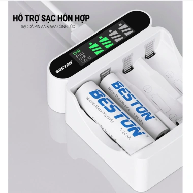 Bộ sạc pin Beston C9.023L 4 slot 2A/3A 1.2V có đèn báo - Giá giảm 79.000đ 3