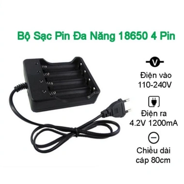 Bộ sạc pin đa năng 18.650 2-4 pin 3.7-4.2V, phích cắm tiện lợi, đèn báo đầy, tự ngắt - 70.000₫ 2