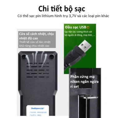 Bộ sạc Pin Đa Năng 3.7V Doublepow UK41 4 Khe Sạc 18.650 26.650 10.440 16.340 Giá 49.000 VND 6